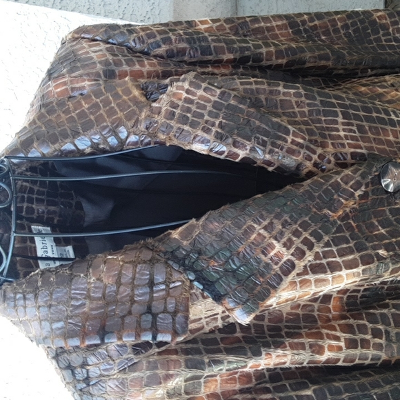 Vintage Lena Gabrielle New York Brown Blazer Jacket  Sz 12 Faux Alligator - Picture 6 of 9